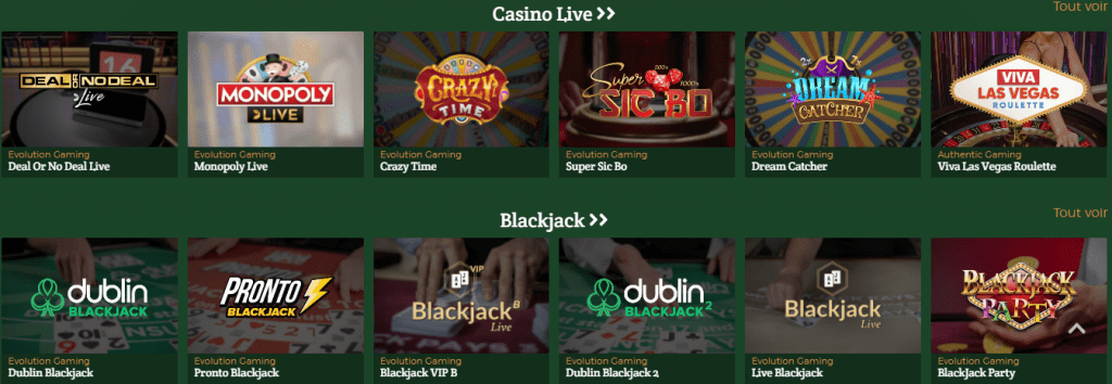 Dublinbet Casino live games