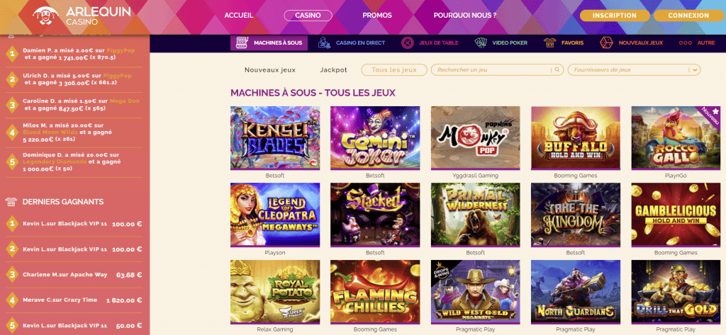 Arlequin Online Casino Games